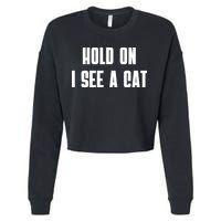 Hold On I See A Cat Cat Person Cat Lover Cropped Pullover Crew