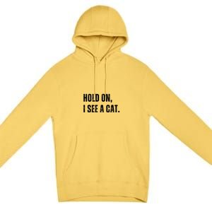 Hold On I See A Cat Premium Pullover Hoodie