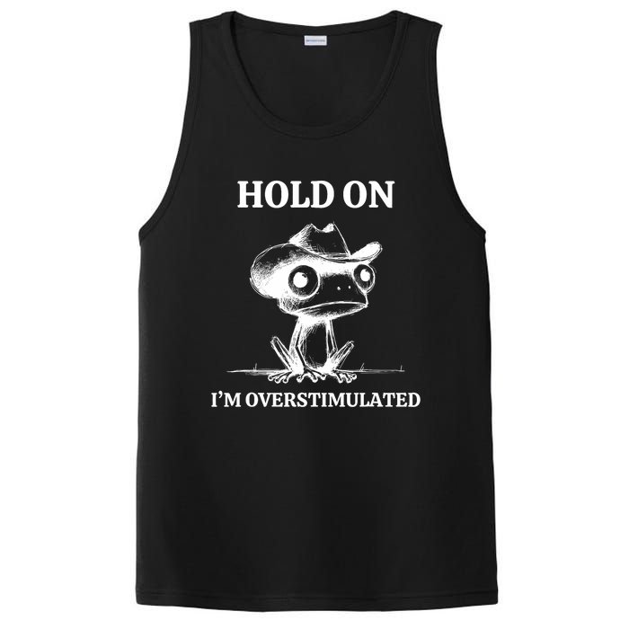 Hold On IM Overstimulated Frog Adhd And Anxiety Funny Frog PosiCharge Competitor Tank