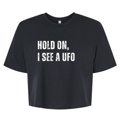 Hold On I See A Ufo Bella+Canvas Jersey Crop Tee