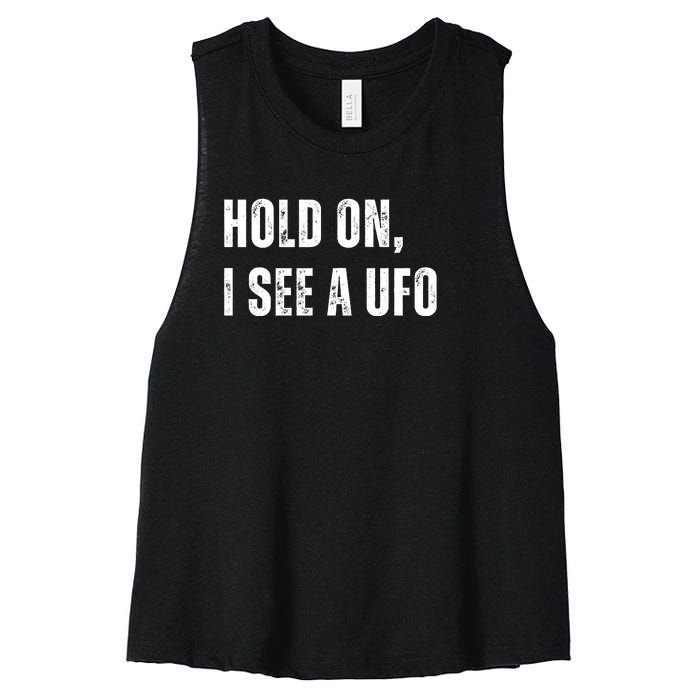 Hold On I See A Ufo Women's Racerback Cropped Tank