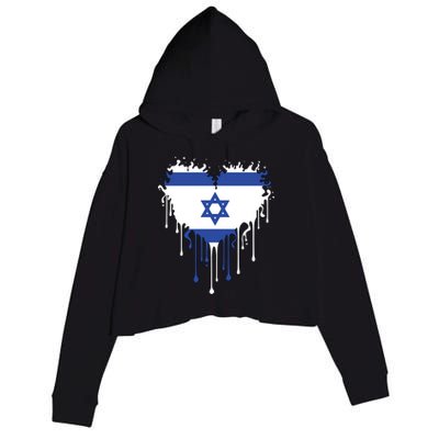 Heart Of Israel Flag Crop Fleece Hoodie