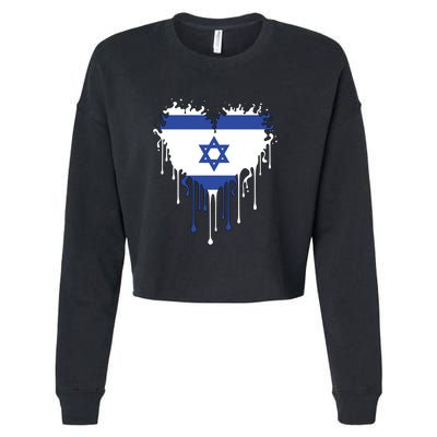 Heart Of Israel Flag Cropped Pullover Crew