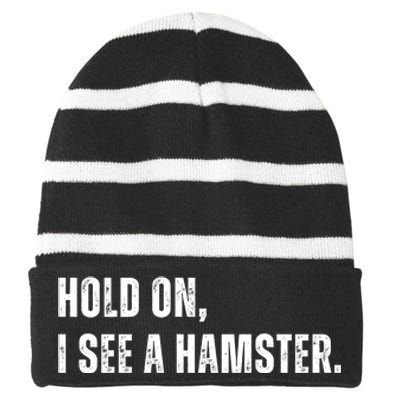 Hold On I See A Hamster Striped Beanie with Solid Band