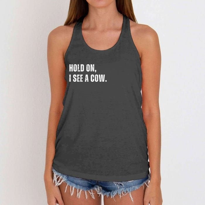 Hold On I See A Cow Women's Knotted Racerback Tank