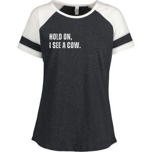 Hold On I See A Cow Enza Ladies Jersey Colorblock Tee