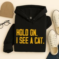 Hold On I See A Cat, Funny Cat Lovers Sarcastic Sayings Hoodie