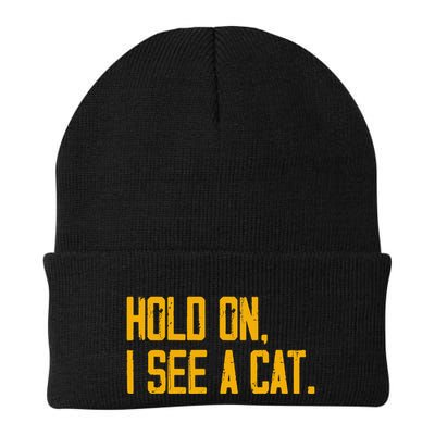 Hold On I See A Cat, Funny Cat Lovers Sarcastic Sayings Beanie