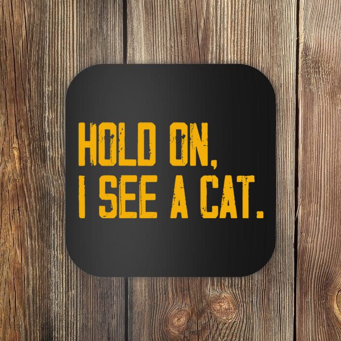 Hold On I See A Cat, Funny Cat Lovers Sarcastic Sayings Coaster