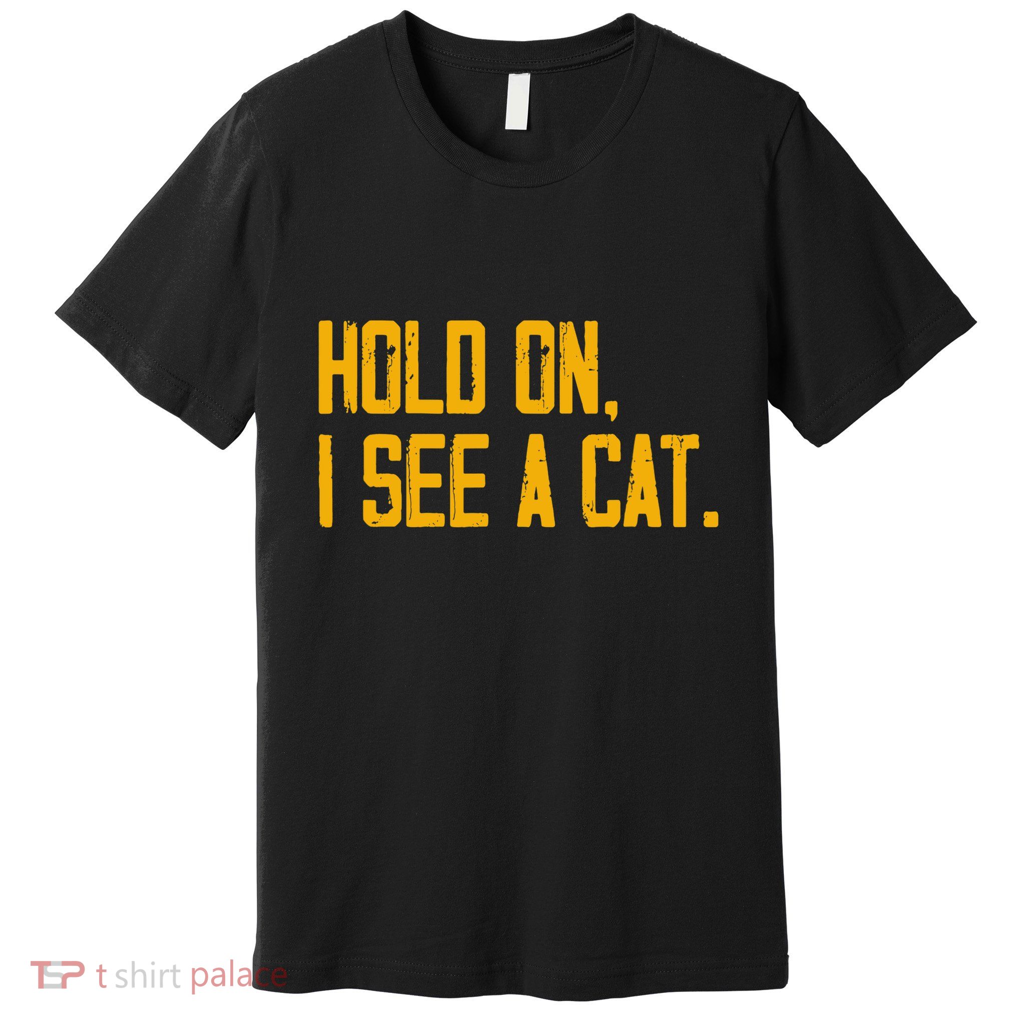 Hold On I See A Cat, Funny Cat Lovers Sarcastic Sayings Premium T-Shirt