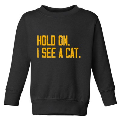 Hold On I See A Cat, Funny Cat Lovers Sarcastic Sayings Toddler Sweatshirt