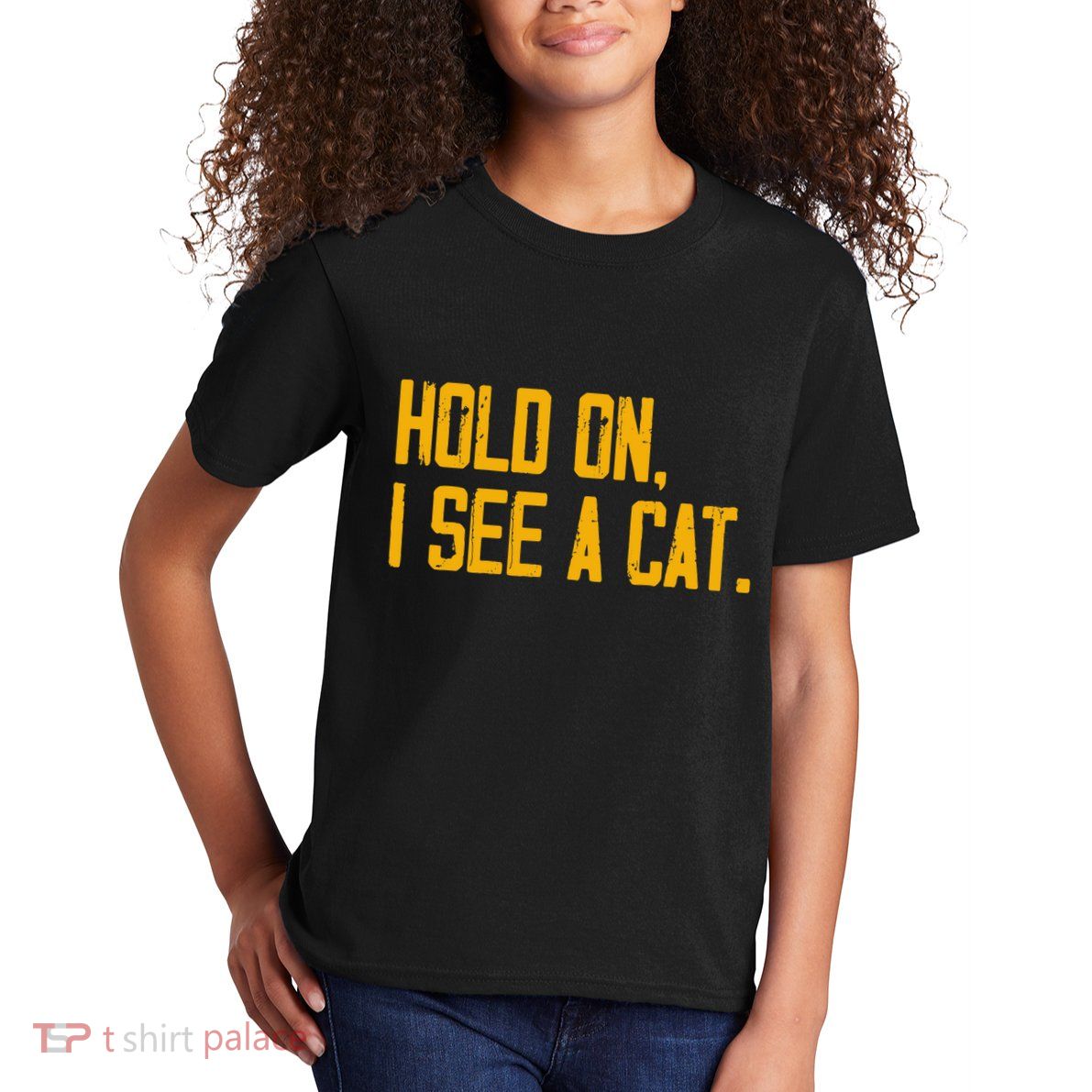 Hold On I See A Cat, Funny Cat Lovers Sarcastic Sayings Kids T-Shirt