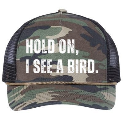 Hold On I See A Bird Retro Rope Trucker Hat Cap