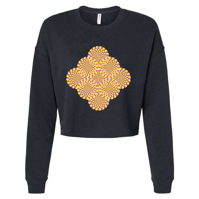 Hypnosis Optical Illusion Spiral Perspective Perception Gift Cropped Pullover Crew