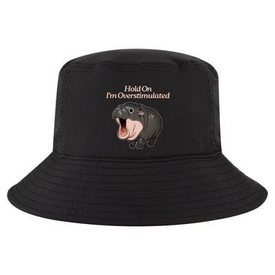 Hold On I_m Overstimulated Moo Deng Baby Hippo Moo Cool Comfort Performance Bucket Hat