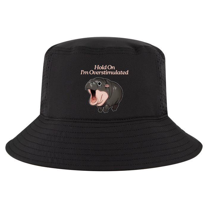 Hold On I_m Overstimulated Moo Deng Baby Hippo Moo Cool Comfort Performance Bucket Hat