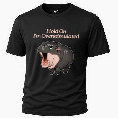 Hold On I_m Overstimulated Moo Deng Baby Hippo Moo Performance Shirt