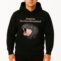 Hold On I_m Overstimulated Moo Deng Baby Hippo Moo Hoodie