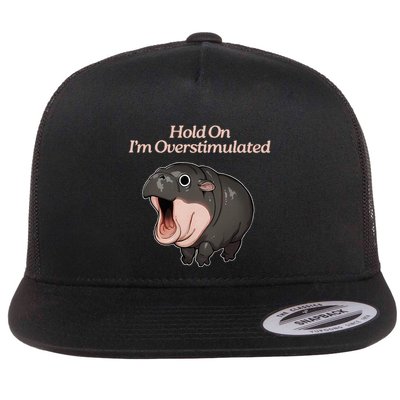 Hold On I_m Overstimulated Moo Deng Baby Hippo Moo Flatbill Hat