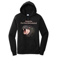 Hold On I_m Overstimulated Moo Deng Baby Hippo Moo Women's Pullover Hoodie