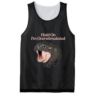 Hold On I_m Overstimulated Moo Deng Baby Hippo Moo Mesh Reversible Basketball Jersey Tank