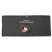 Hold On I_m Overstimulated Moo Deng Baby Hippo Moo Large Microfiber Waffle Golf Towel