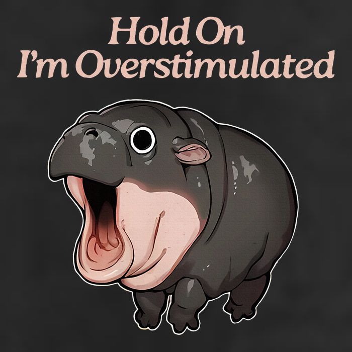Hold On I_m Overstimulated Moo Deng Baby Hippo Moo 25L Jumbo Tote