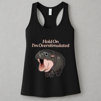 Hold On I_m Overstimulated Moo Deng Baby Hippo Moo Womens Tank Top