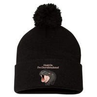 Hold On I_m Overstimulated Moo Deng Baby Hippo Moo Pom Pom 12in Knit Beanie