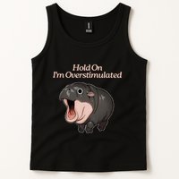 Hold On I_m Overstimulated Moo Deng Baby Hippo Moo Tank Top