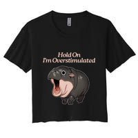 Hold On I_m Overstimulated Moo Deng Baby Hippo Moo Crop Top