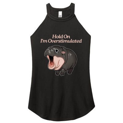 Hold On I_m Overstimulated Moo Deng Baby Hippo Moo Women's Perfect Tri Rocker Tank