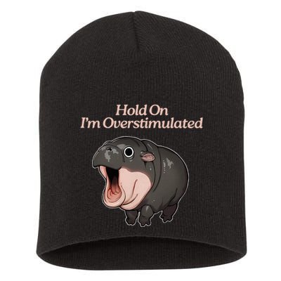 Hold On I_m Overstimulated Moo Deng Baby Hippo Moo Short Acrylic Beanie