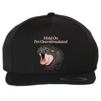 Hold On I_m Overstimulated Moo Deng Baby Hippo Moo Wool Snapback Cap