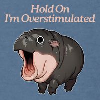 Hold On I_m Overstimulated Moo Deng Baby Hippo Moo Garment-Dyed Sweatshirt