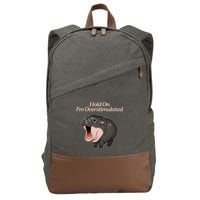 Hold On I_m Overstimulated Moo Deng Baby Hippo Moo Cotton Canvas Backpack