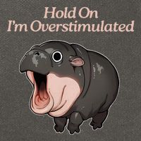 Hold On I_m Overstimulated Moo Deng Baby Hippo Moo Cotton Canvas Backpack
