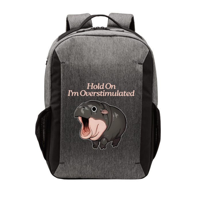 Hold On I_m Overstimulated Moo Deng Baby Hippo Moo Vector Backpack