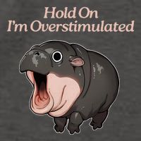 Hold On I_m Overstimulated Moo Deng Baby Hippo Moo Vector Backpack