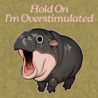 Hold On I_m Overstimulated Moo Deng Baby Hippo Moo Garment-Dyed Women's Muscle Tee