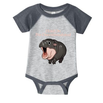 Hold On I_m Overstimulated Moo Deng Baby Hippo Moo Infant Baby Jersey Bodysuit