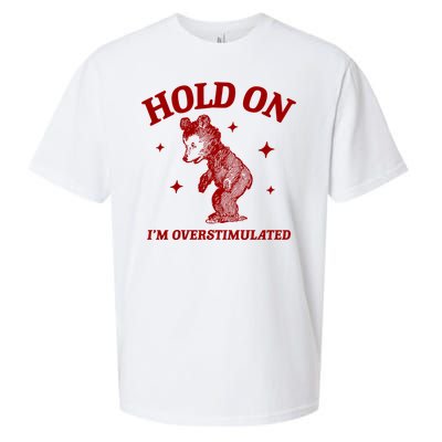 Hold On I’M Overstimulated Bear Sueded Cloud Jersey T-Shirt