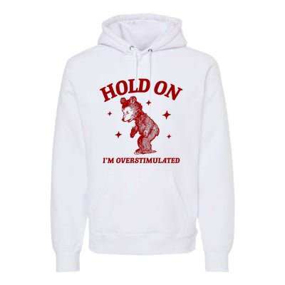 Hold On I’M Overstimulated Bear Premium Hoodie