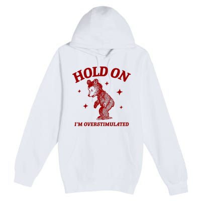 Hold On I’M Overstimulated Bear Premium Pullover Hoodie