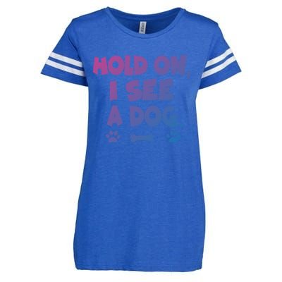 Hold On I See A Dog Gift Enza Ladies Jersey Football T-Shirt