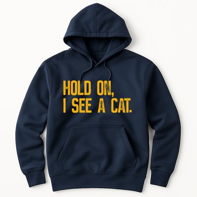 Hold On I See A Cat, Funny Cat Lovers Sarcastic Sayings Hoodie
