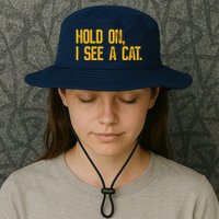 Hold On I See A Cat, Funny Cat Lovers Sarcastic Sayings Bucket Hat