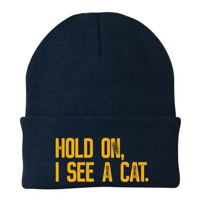 Hold On I See A Cat, Funny Cat Lovers Sarcastic Sayings Beanie