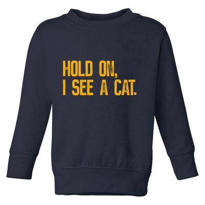 Hold On I See A Cat, Funny Cat Lovers Sarcastic Sayings Toddler Sweatshirt