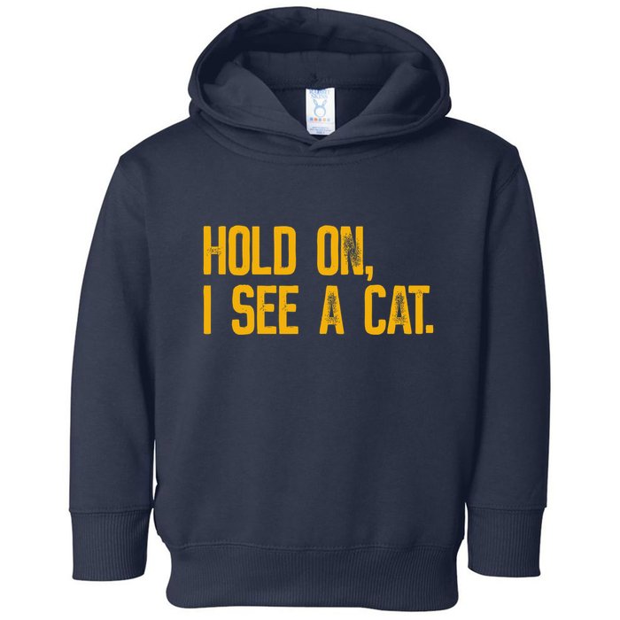Hold On I See A Cat, Funny Cat Lovers Sarcastic Sayings Toddler Hoodie